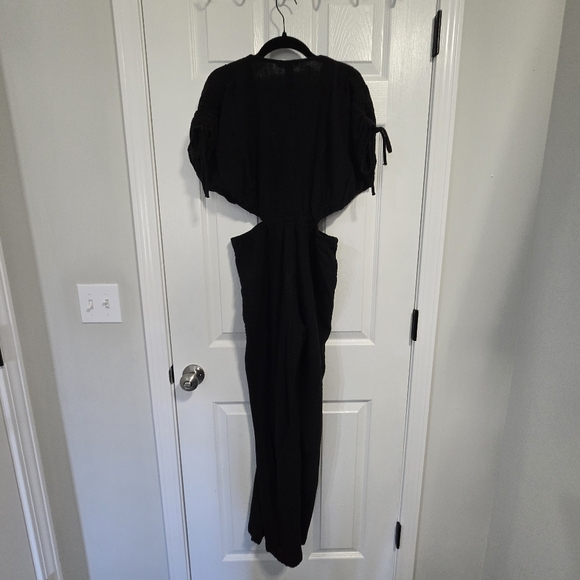 H&M Women's Black 1 Piece Cut Out Black Jumper Pant Suit Medium - Picture 4 of 12